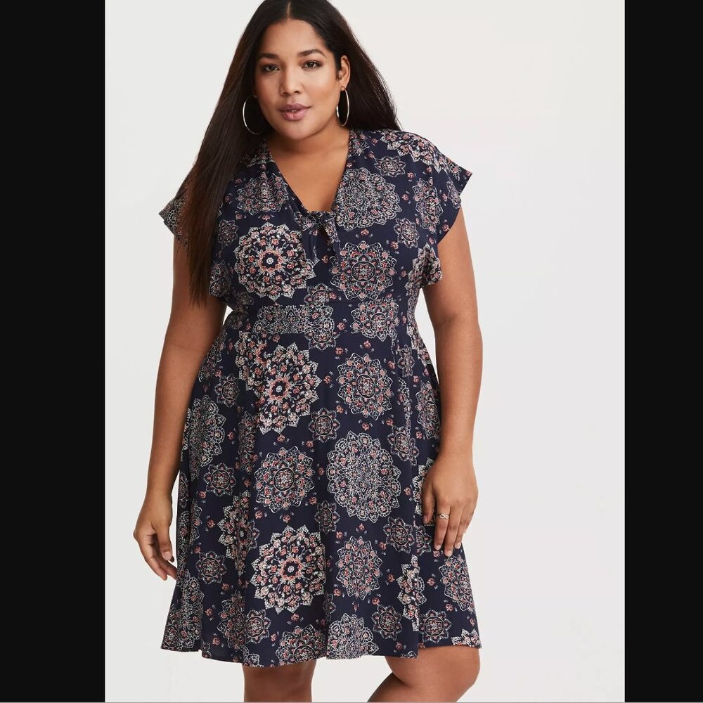 Torrid Mini Challis Tie-Front Dress 2